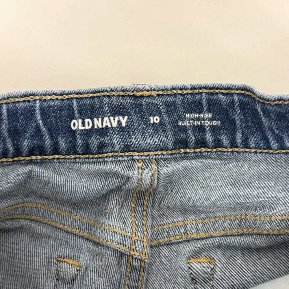 Old Navy Girls Size 10 High-Rise Built-In Tough Denim Shorts Lace Trim Blue